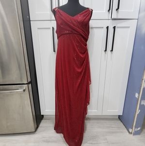 Floor length red sparkle gown